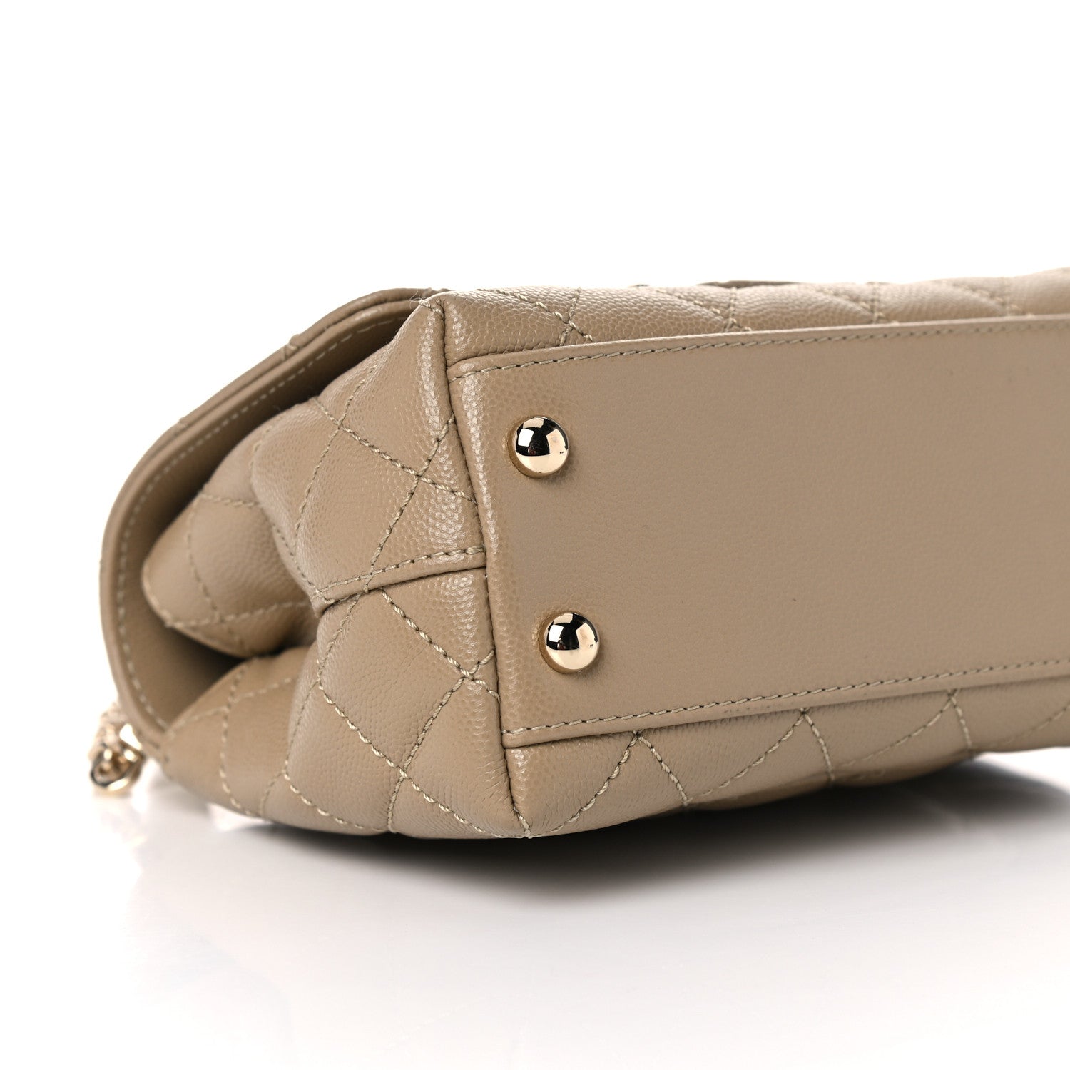 Chanel Caviar Lizard Embossed Quilted Extra Mini Coco Handle Flap Dark Beige 4 of 9