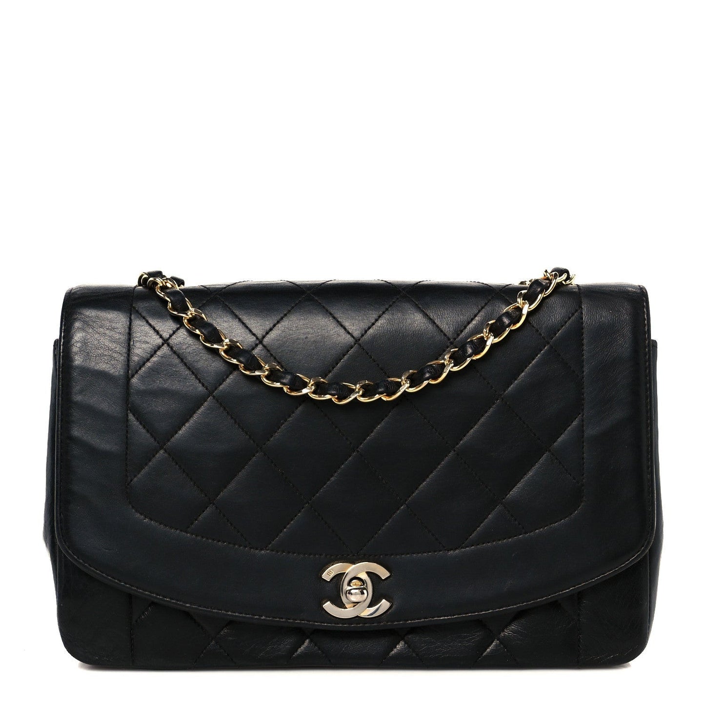 Lambskin Quilted Medium Single Flap Black