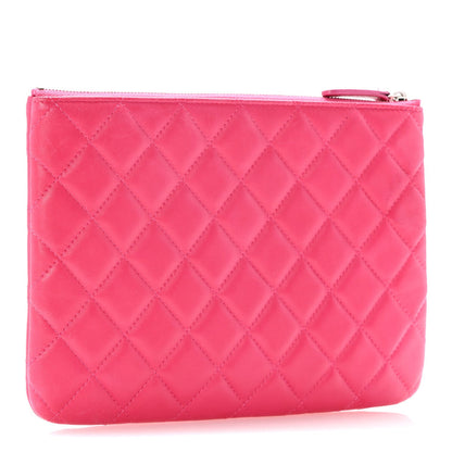 Chanel Lambskin Quilted Medium Cosmetic Case Dark Pink 3 of 7