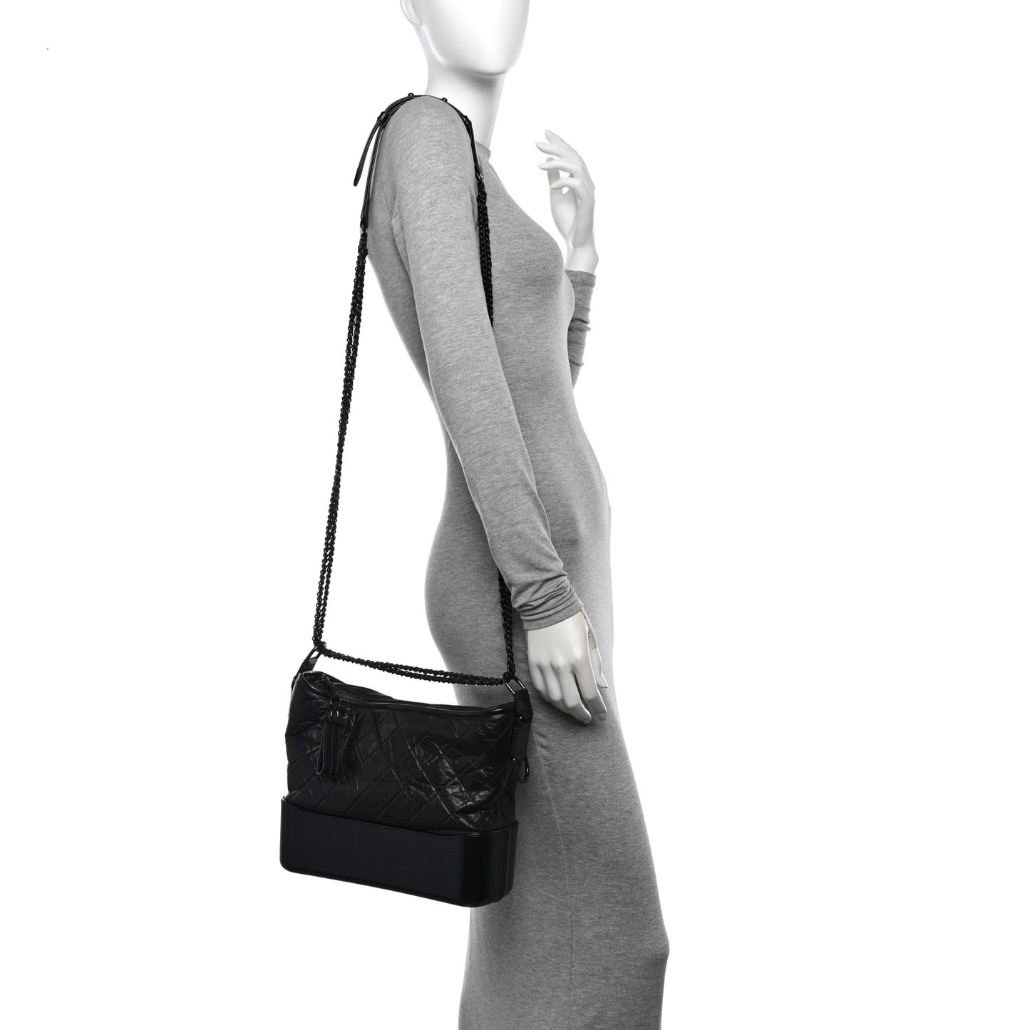 Aged Calfskin Quilted Medium Gabrielle Hobo So Black