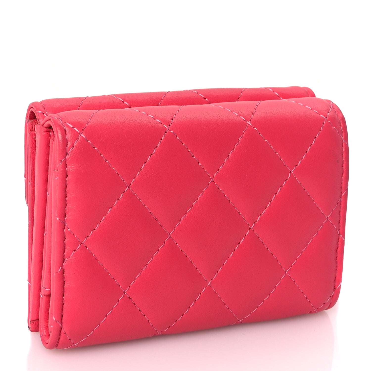 Chanel Lambskin Quilted Tri-Fold Flap Wallet Pink 3 of 7
