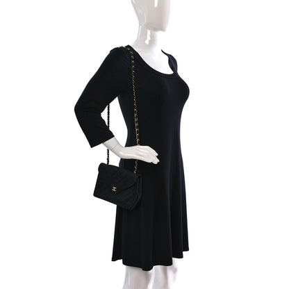 Chanel Satin Quilted Crystal Flap Black 2 of 9