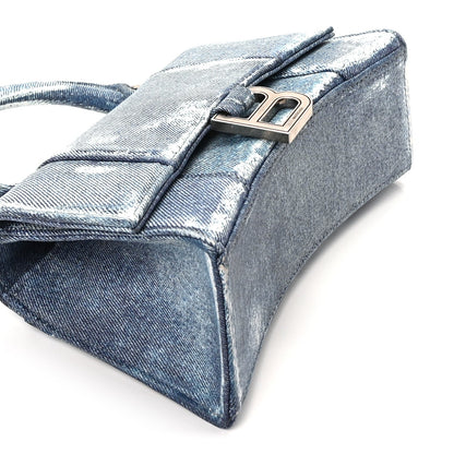 Balenciaga Nappa Denim Printed Hourglass Top Handle Bag XS Denim Blue 7 of 8