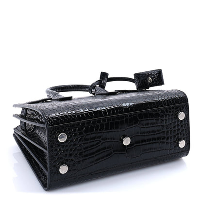 Saint Laurent Calfskin Crocodile Embossed Nano Sac De Jour Black 3 of 8