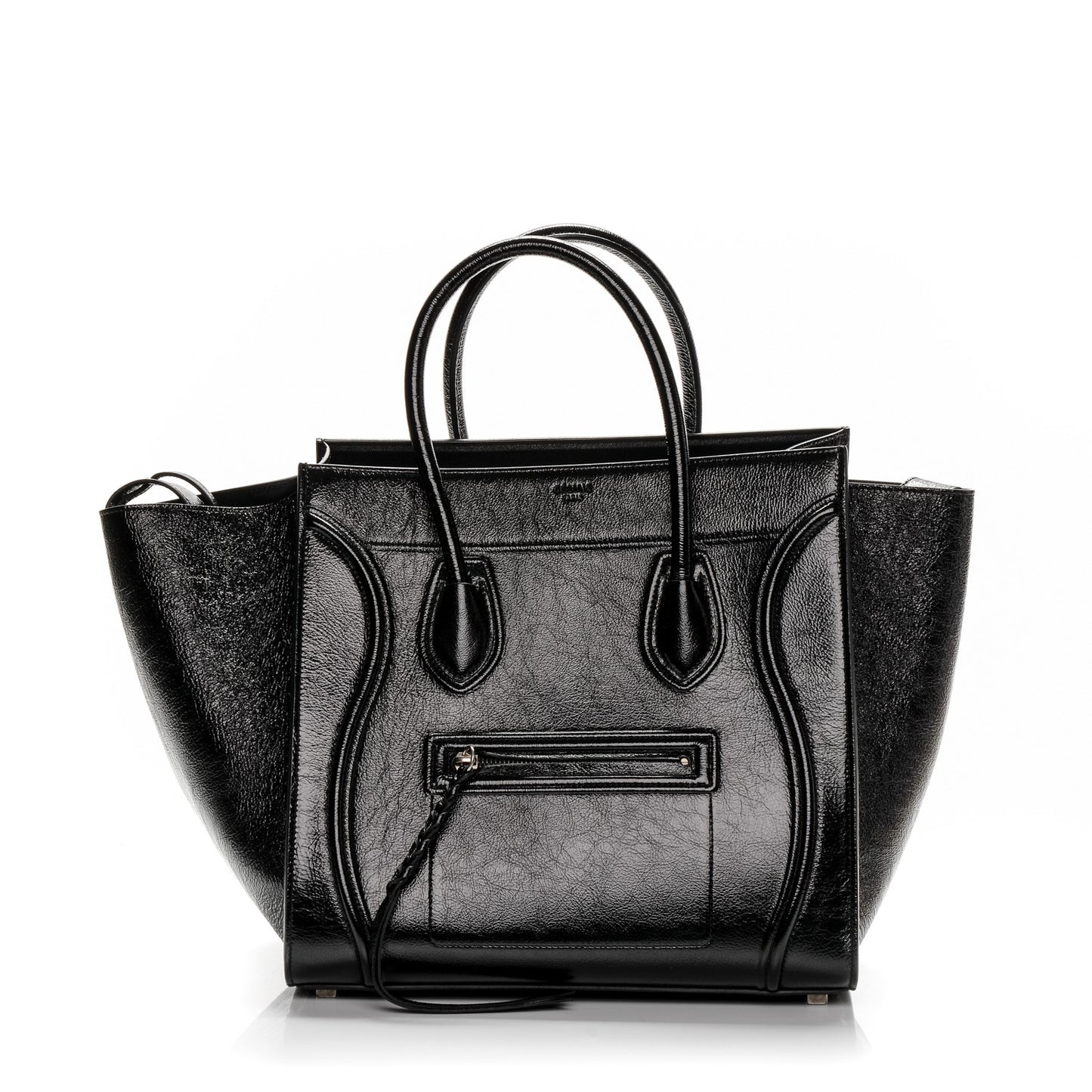 Shiny Goatskin Medium Phantom Luggage Black