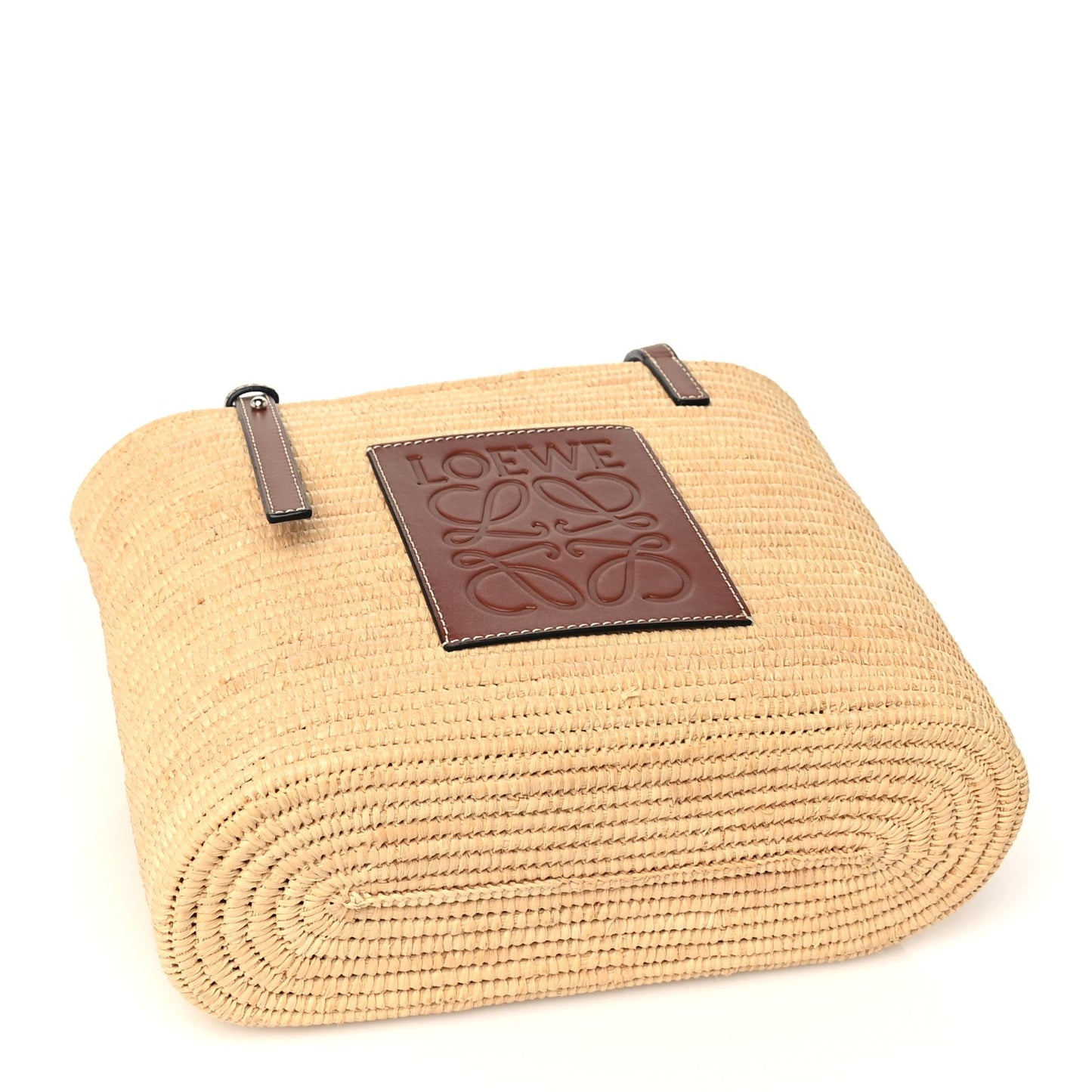 Raffia Small Square Basket Tote Bag Natural Tan