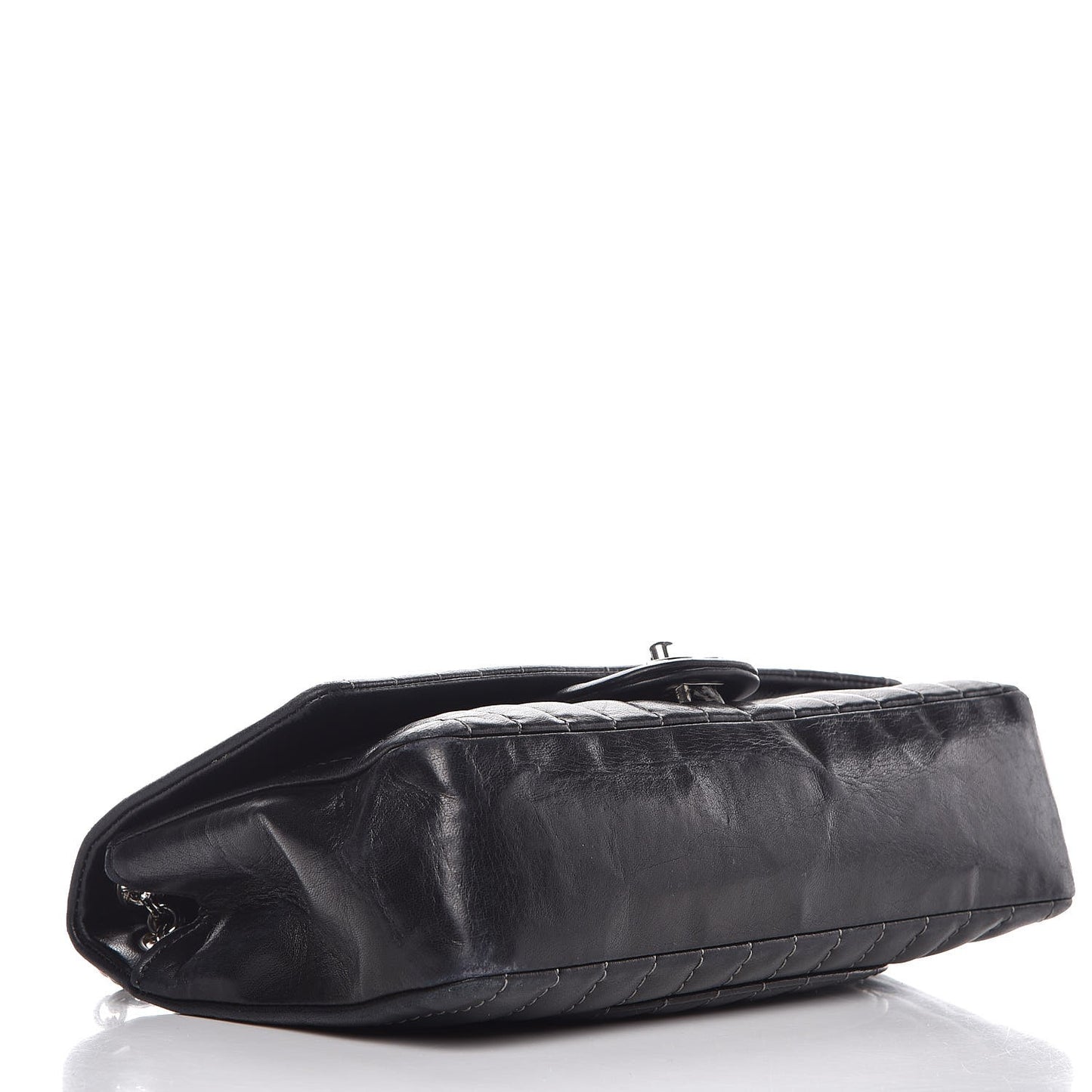 Lambskin Vertical Quilted Medium Single Flap Black