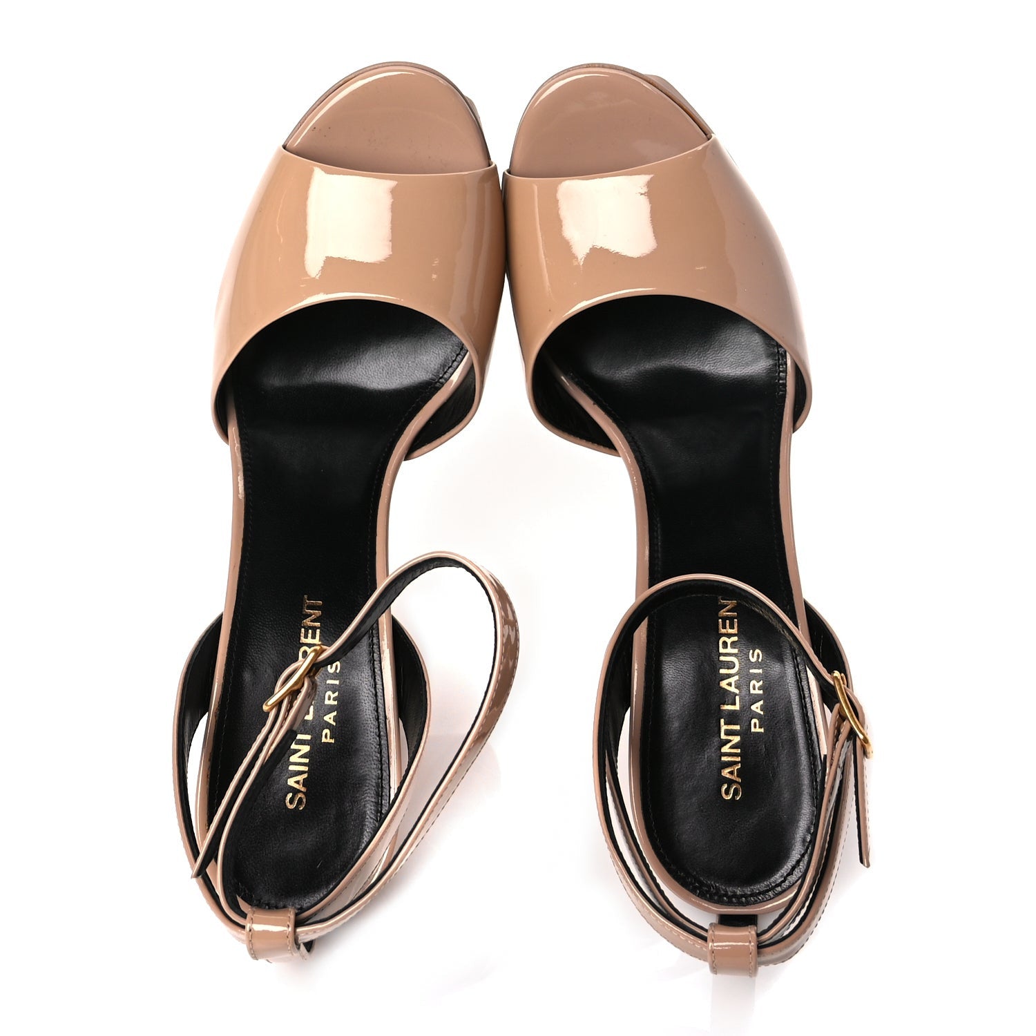 Saint Laurent Patent Tribute Lips Platform Sandals 38 Nude 5 of 9