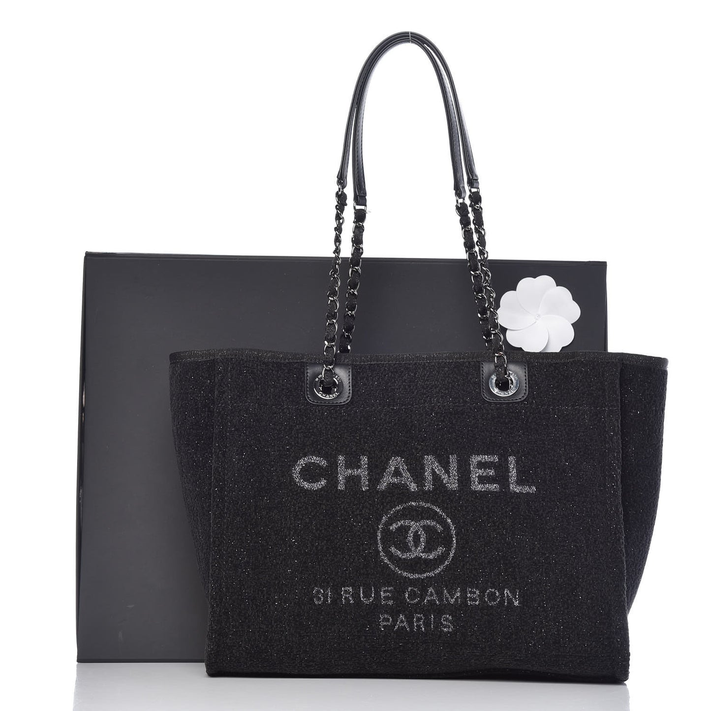 Lurex Boucle Small Deauville Tote Black