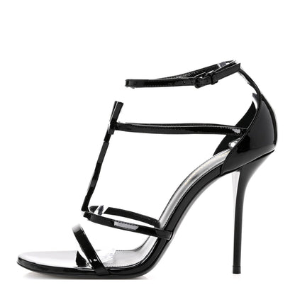 Saint Laurent Patent Cassandra 100 Sandals 37.5 Black 1 of 7