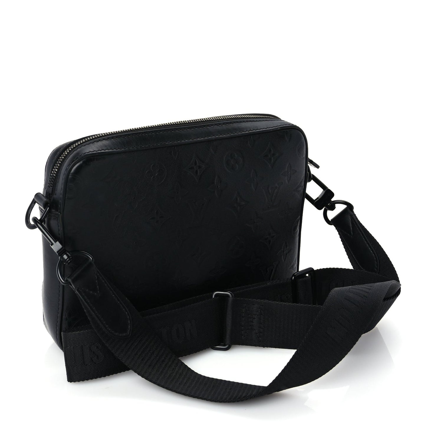 Calfskin Monogram Shadow Duo Messenger Black Black