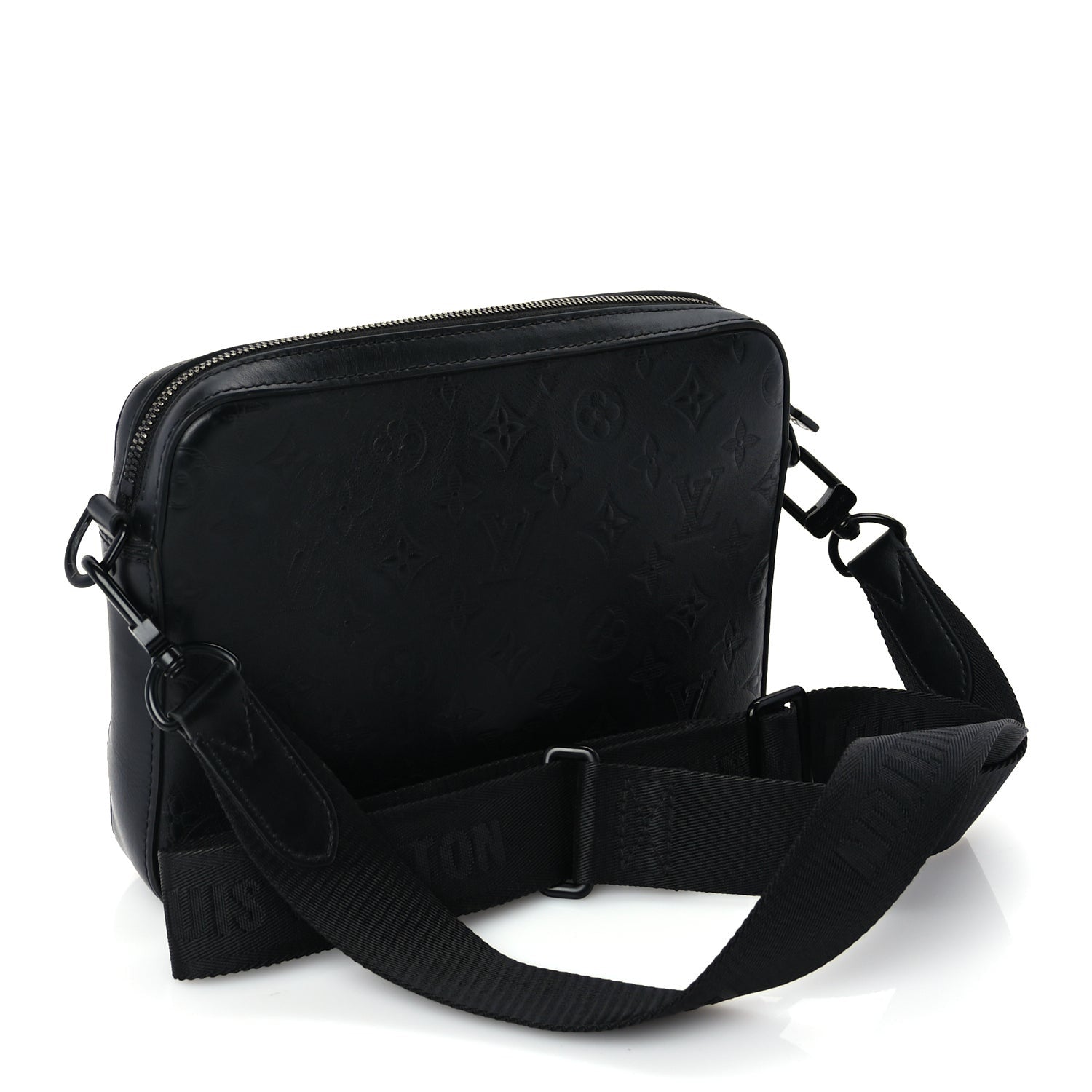 Louis Vuitton Calfskin Monogram Shadow Duo Messenger Black Black 2 of 8