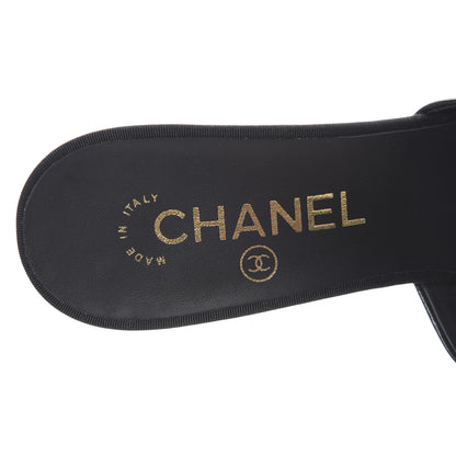 Chanel Goatskin Grosgrain Cap Toe Pearl Mule 36.5 Black 7 of 10