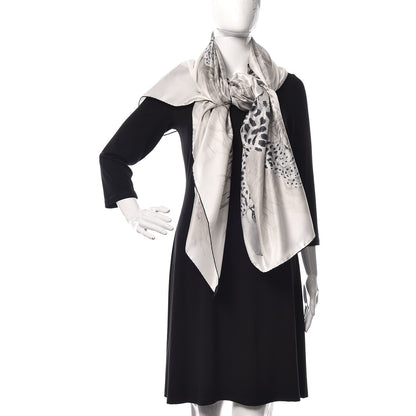 Hermes Silk Panthera Pardus Scarf 140 Black White Anthracite 2 of 6