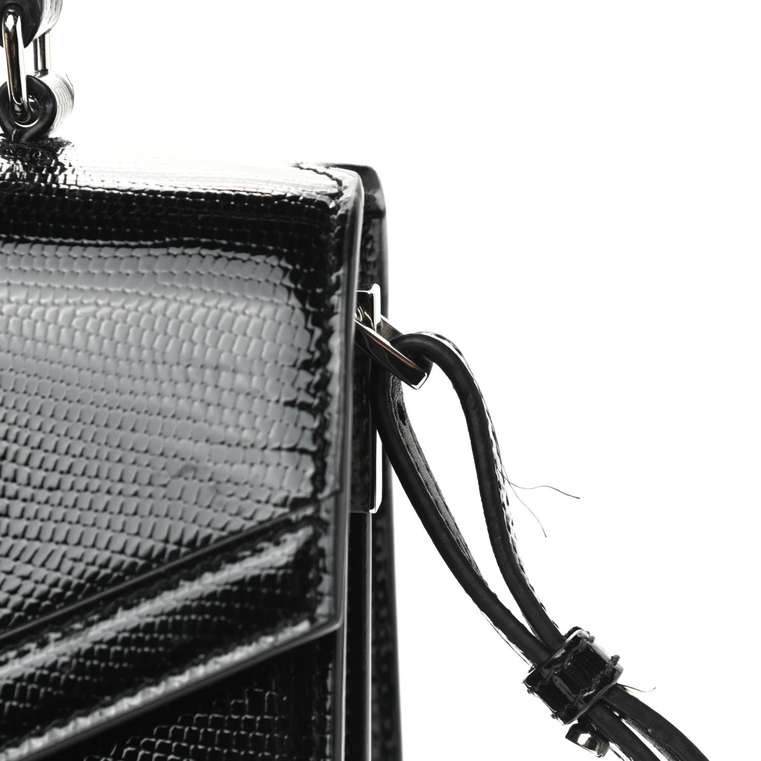 Saint Laurent Calfskin Lizard Embossed Medium Classic Monogram Cassandra Top Handle Black Rouge Legion 18 of 22