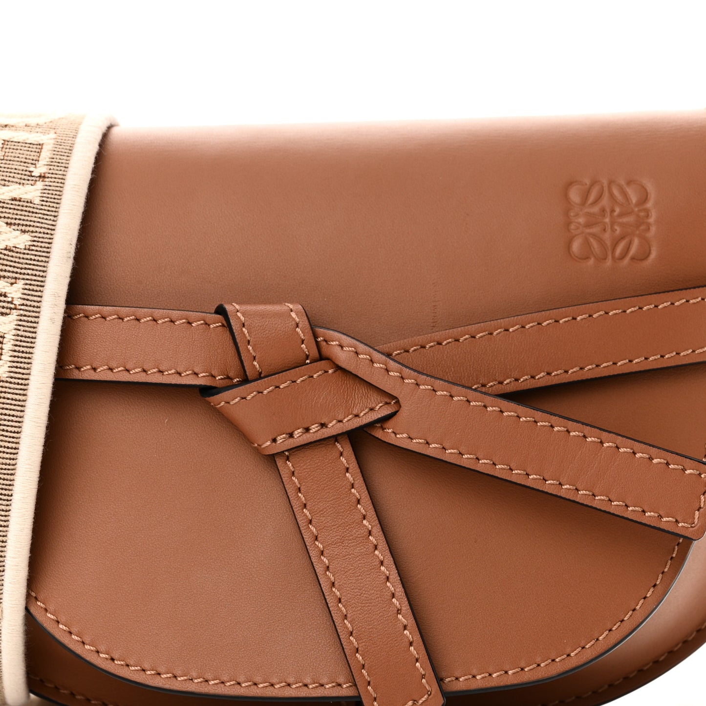 Calfskin Jacquard Mini Gate Dual Bag Tan