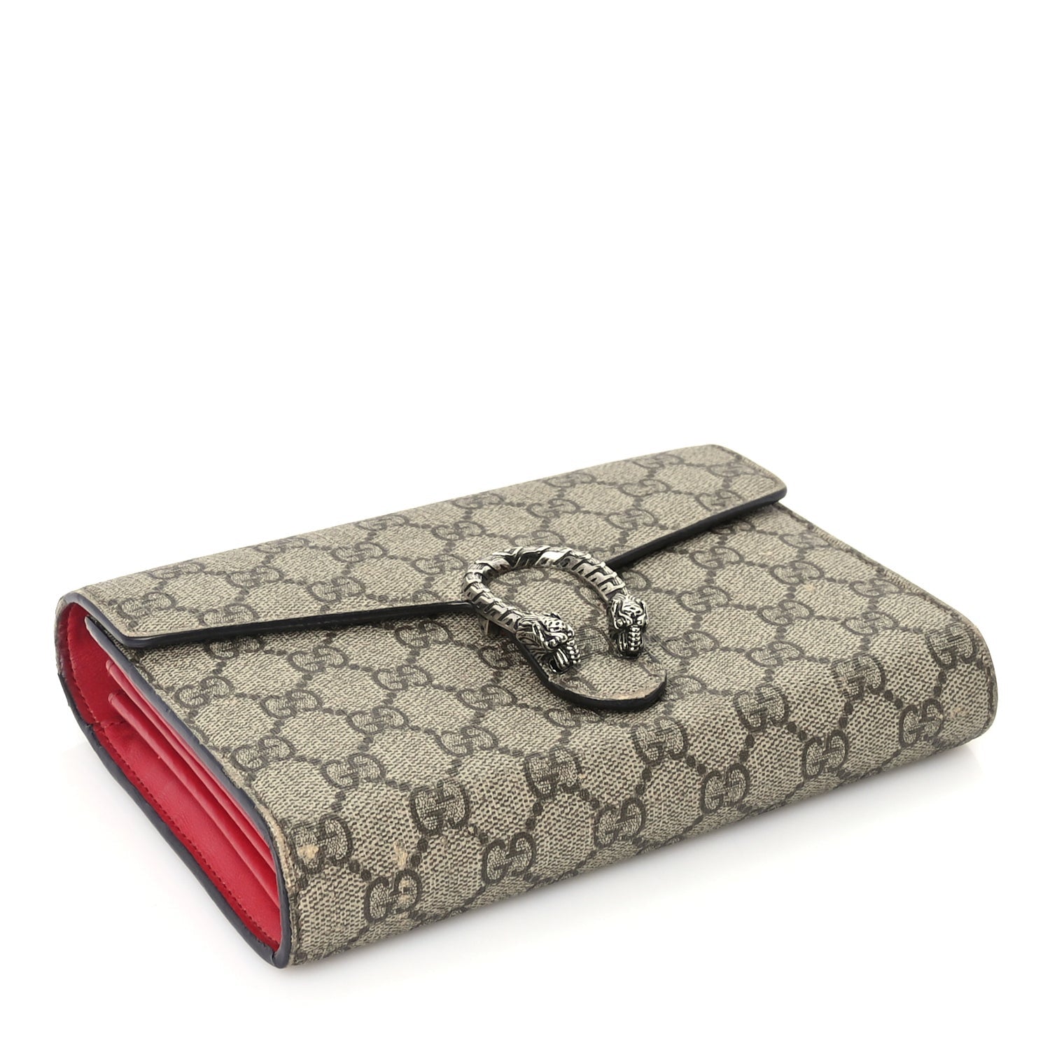 Gucci GG Supreme Monogram Mini Dionysus Chain Wallet Beige Vulcanic Red 3 of 8