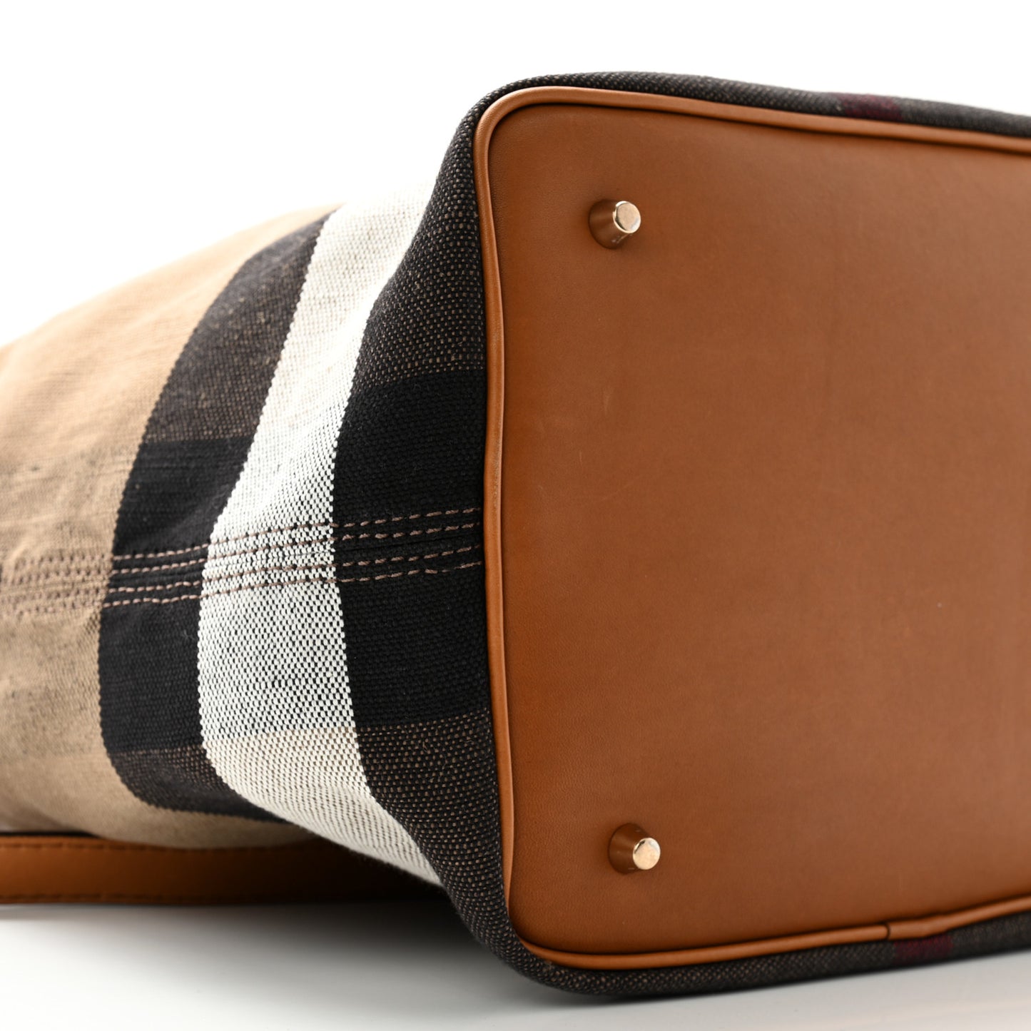 Grainy Calfskin Canvas Mega Check Medium Ashby Tassel Hobo Saddle Brown