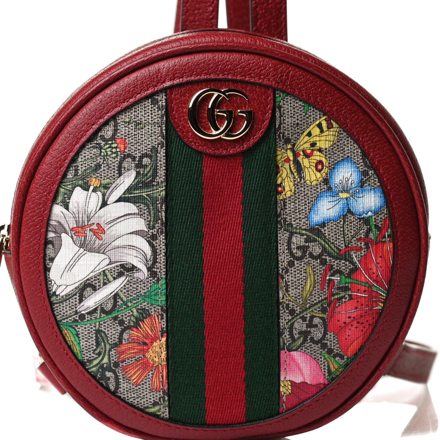 Gucci GG Supreme Monogram Web Flora Mini Ophidia Round Backpack Red 7 of 11