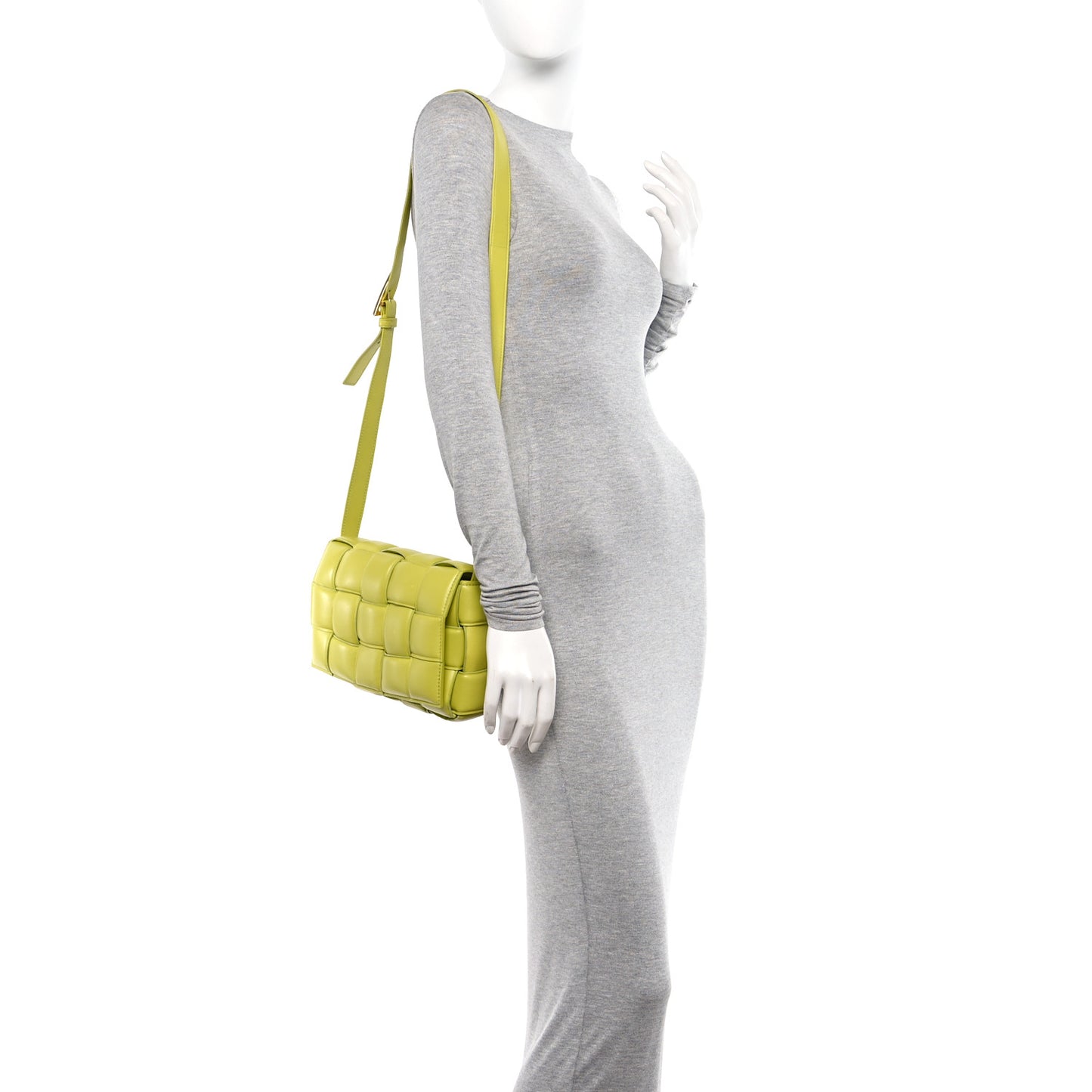 Nappa Maxi Intreccio Padded Cassette Crossbody Bag Kiwi