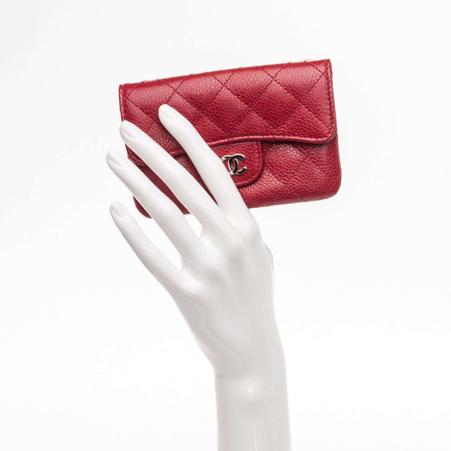Caviar Quilted Coin Purse Red