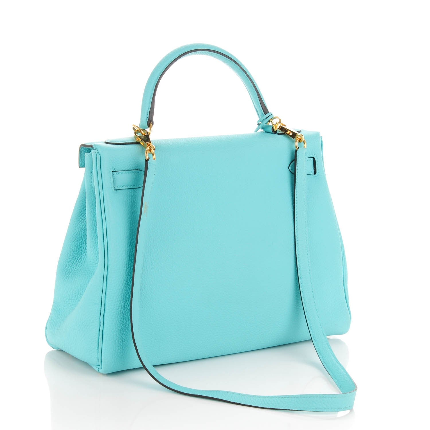 Hermes Togo Kelly Retourne 32 Bleu Atoll 4 of 26