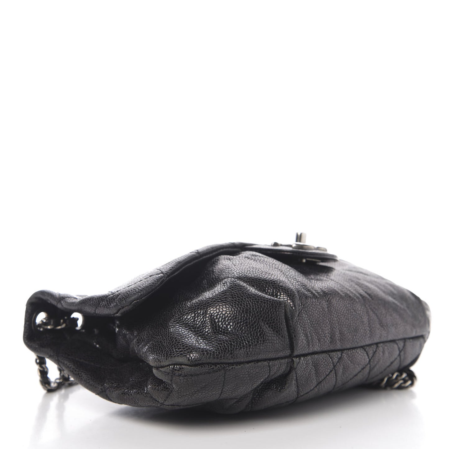 Caviar Quilted Medium Elastic Flap Black