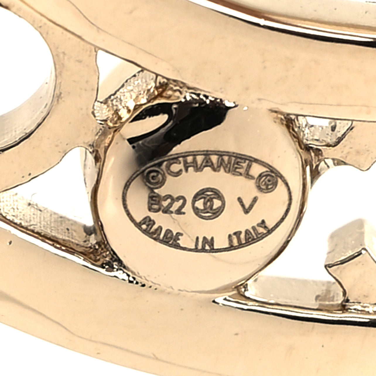 Crystal Pearl Coco CC Logo Brooch Gold