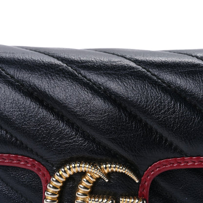 Gucci GUCCI Vintage Effect Calfskin Matelasse Diagonal Super Mini Torchon GG Marmont Shoulder Bag Black Romantic Cherry 6 of 8