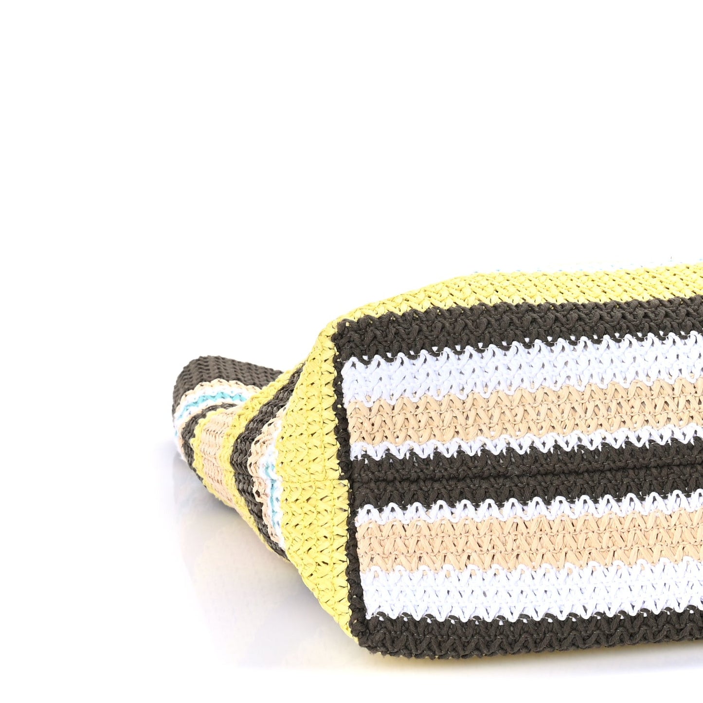 Raffia Crochet Stripe Tote Bag Tundra Limone Natural
