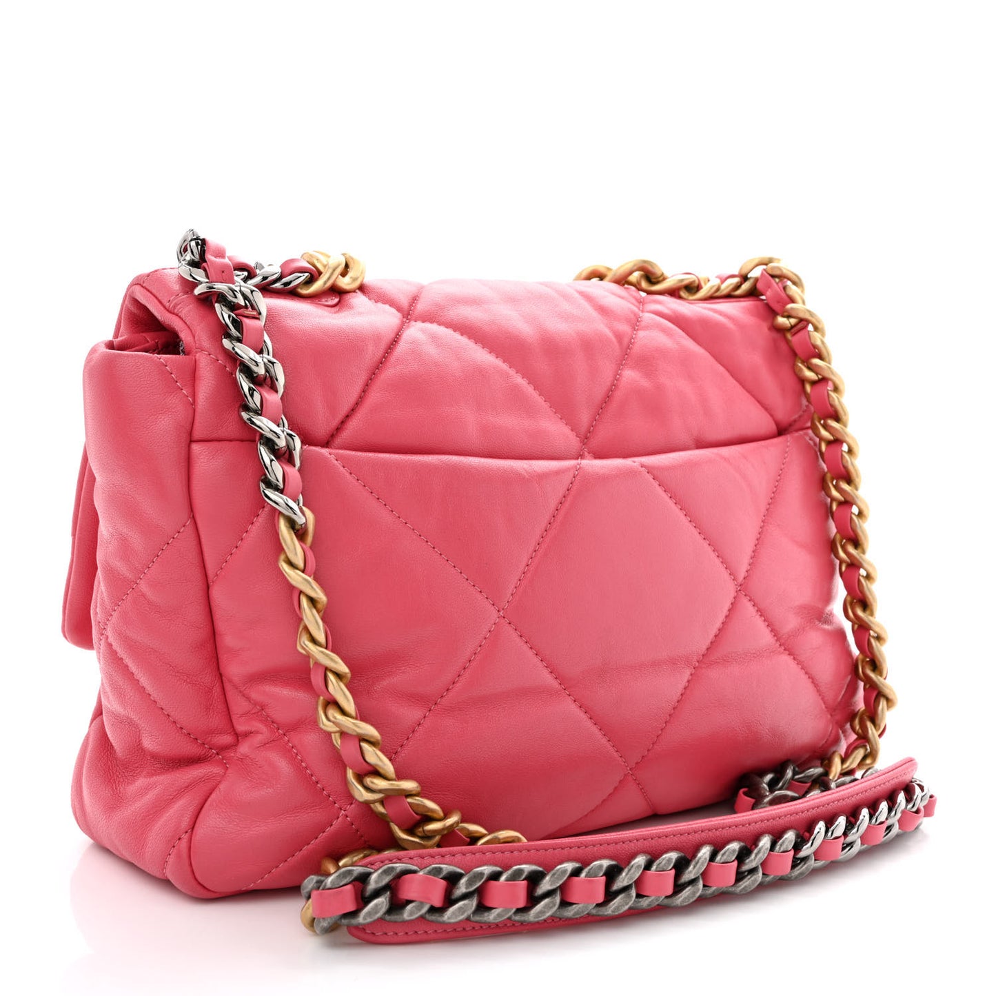 Goatskin Quilted Large Chanel 19 Flap Dark Pink