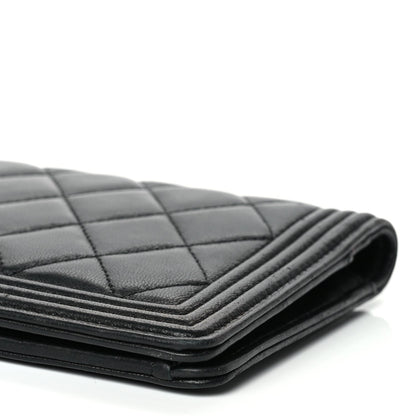 Chanel Lambskin Quilted Boy Yen Wallet Black 10 of 10