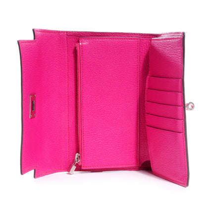 Hermes Chèvre Mysore Medium Kelly Wallet Rose Shocking 5 of 9
