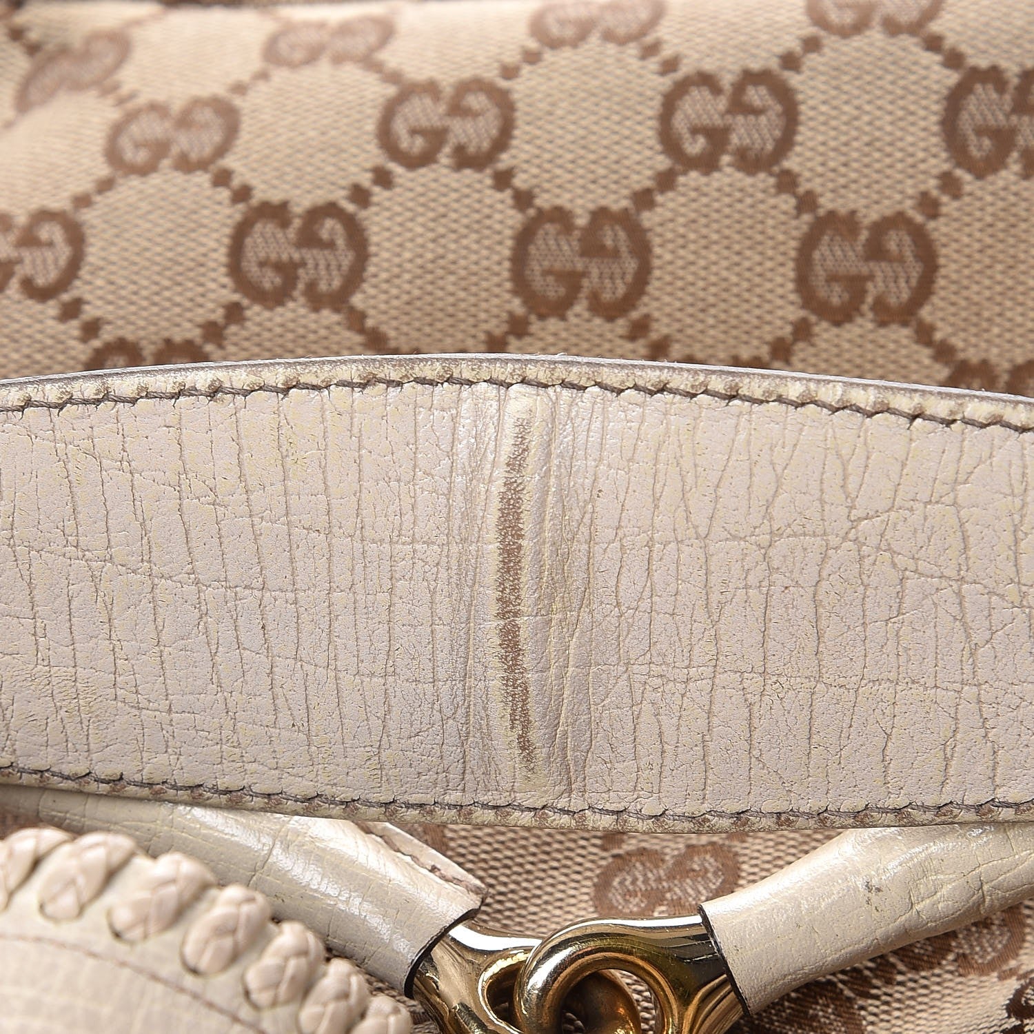 Gucci Monogram Large Horsebit Chain Hobo Off White 6 of 13