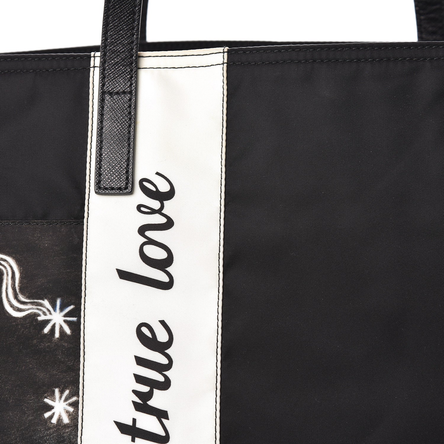 Prada Tessuto Nylon Collage Impossible True Love Printed Tote Blue 9 of 13