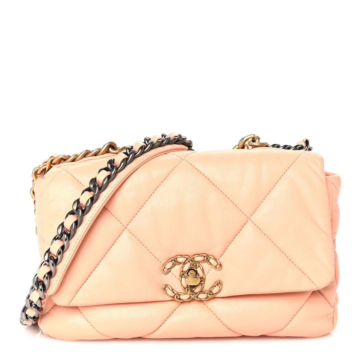 Lambskin Quilted Medium  19 Flap Light Orange
