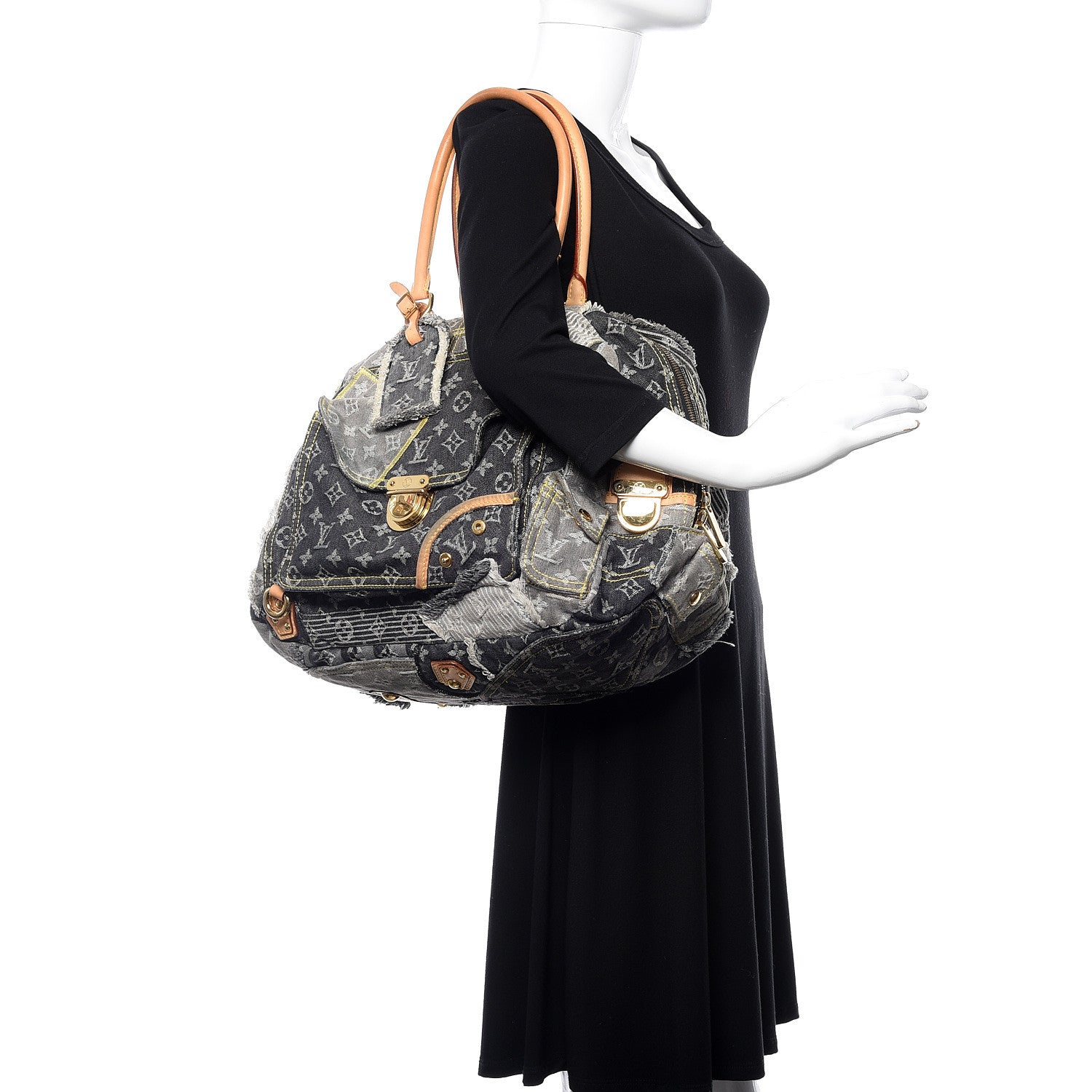 Louis Vuitton Denim Patchwork Bowly Black 2 of 13