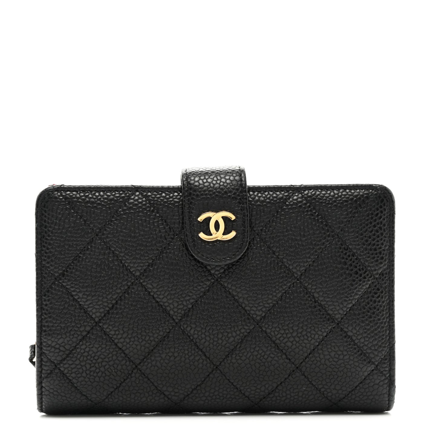 Caviar Quilted Zipped Pocket Wallet Black