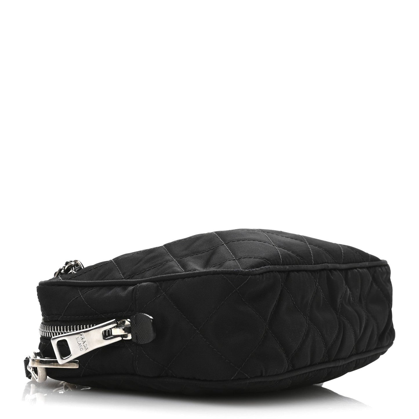 Nylon Tessuto Impuntu Quilted Bandoliera Crossbody Bag Black