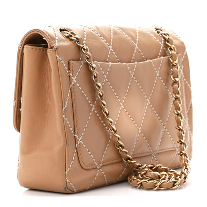 Chanel Calfskin Quilted Medium Wild Stitch Flap Beige 3 of 14