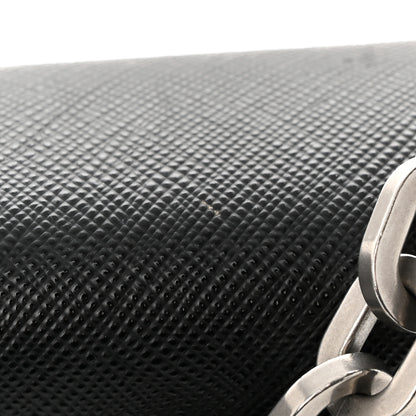 Prada Saffiano Tessuto Nylon Chain Shoulder Bag Black 11 of 11