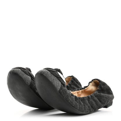 Chanel Tweed Quilted Camellia Cap Toe Ballerina Flats 40 Grey 4 of 7