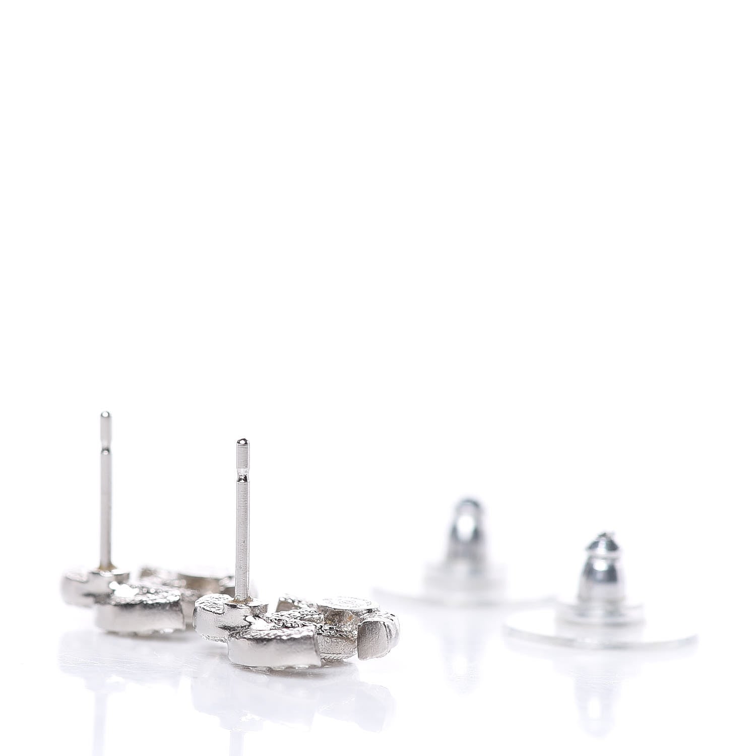 Chanel Crystal Mini Timeless CC Earrings Silver 4 of 5