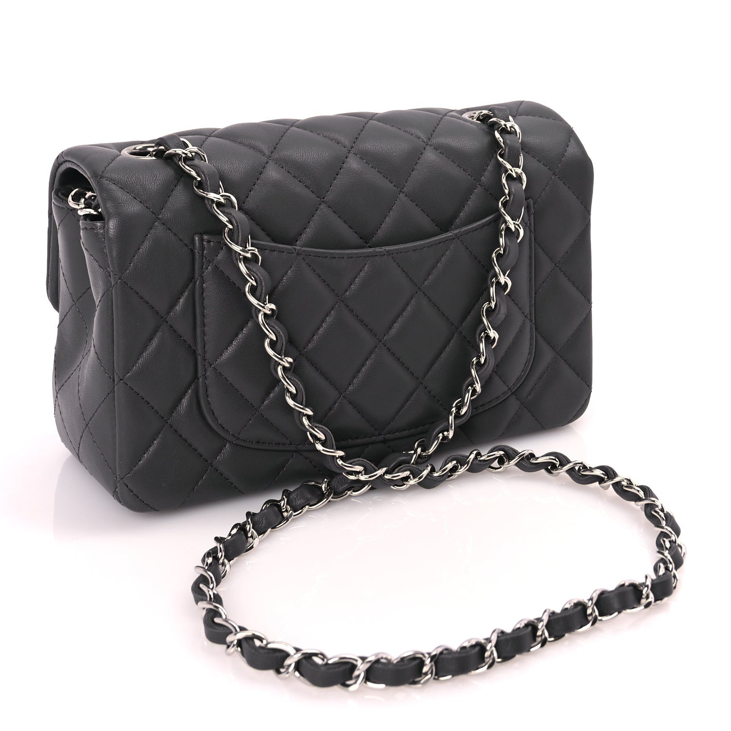 Chanel Lambskin Quilted Mini Rectangular Flap Dark Grey 2 of 9