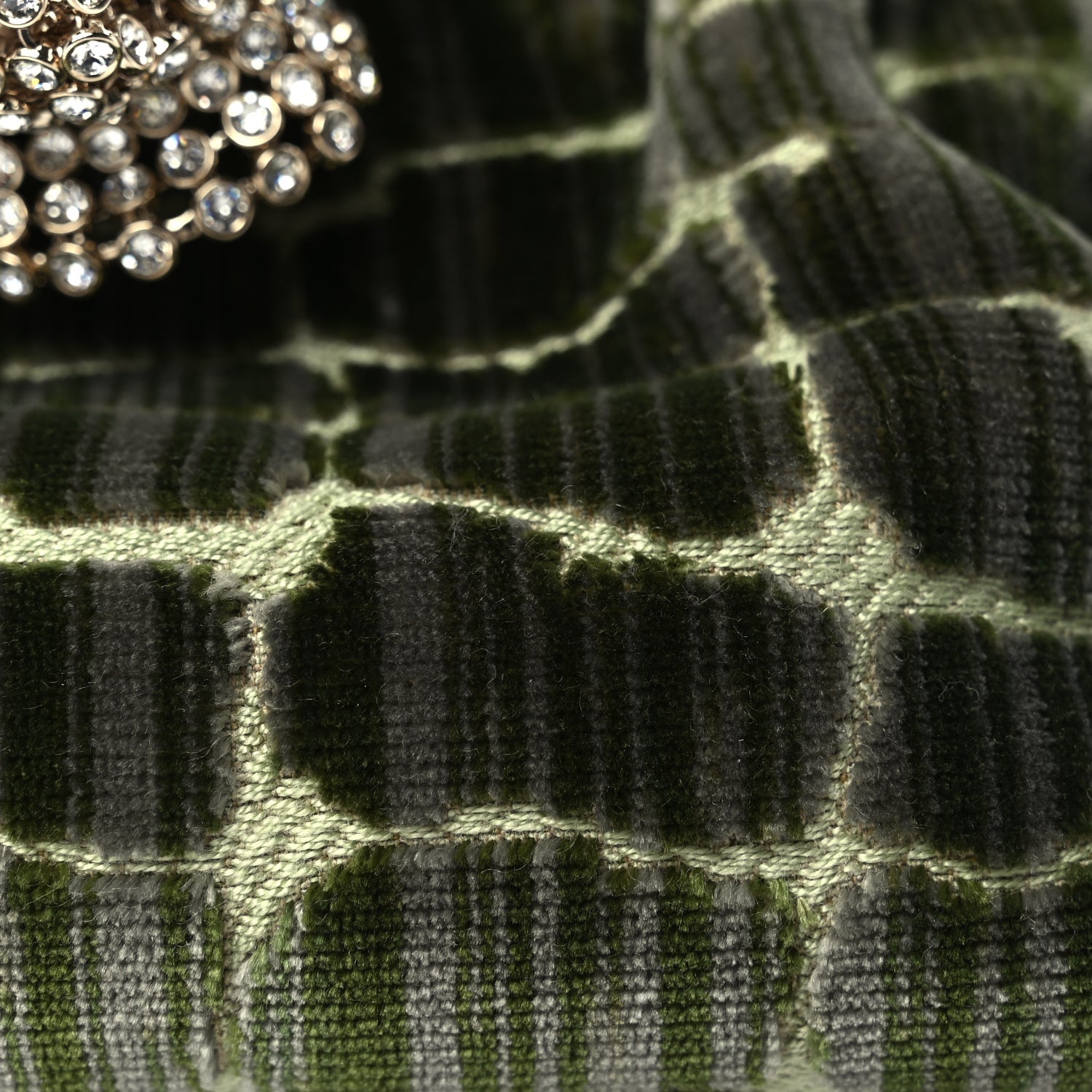 Gucci Velvet Crocodile Mother of Pearl Jacquard Crystal Bow Clutch Green 7 of 9