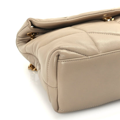 Saint Laurent Lambskin Quilted Small Loulou Puffer Monogram Chain Satchel Dark Beige Dark Beige 7 of 8