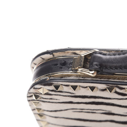 Valentino Garavani Pony Hair Zebra Rockstud Frame Bag Black Ivory 13 of 13
