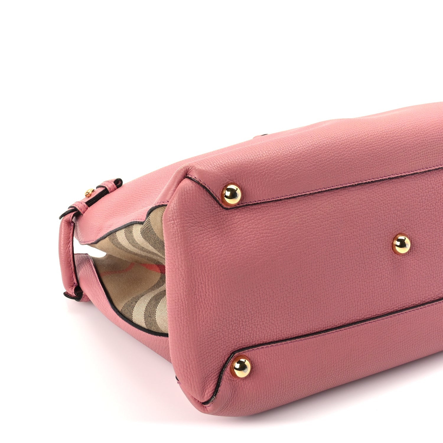 Burberry Grainy Calfskin House Check Medium Banner Tote  Mauve Pink 7 of 8