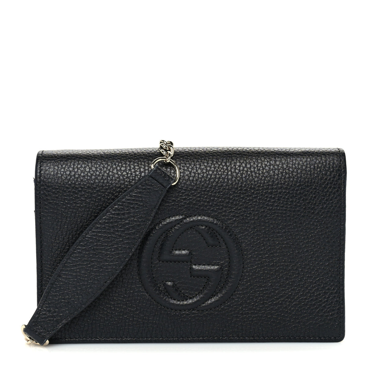 Gucci Pebbled Calfskin Soho Wallet on Chain Black 1 of 8