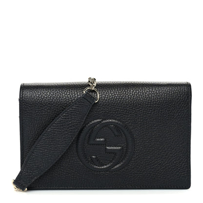 Gucci Pebbled Calfskin Soho Wallet on Chain Black 1 of 8